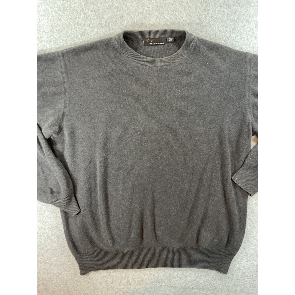 Greg Norman Mens Charcoal Gray 100% Cotton Crewneck Golf Sweater Medium #879